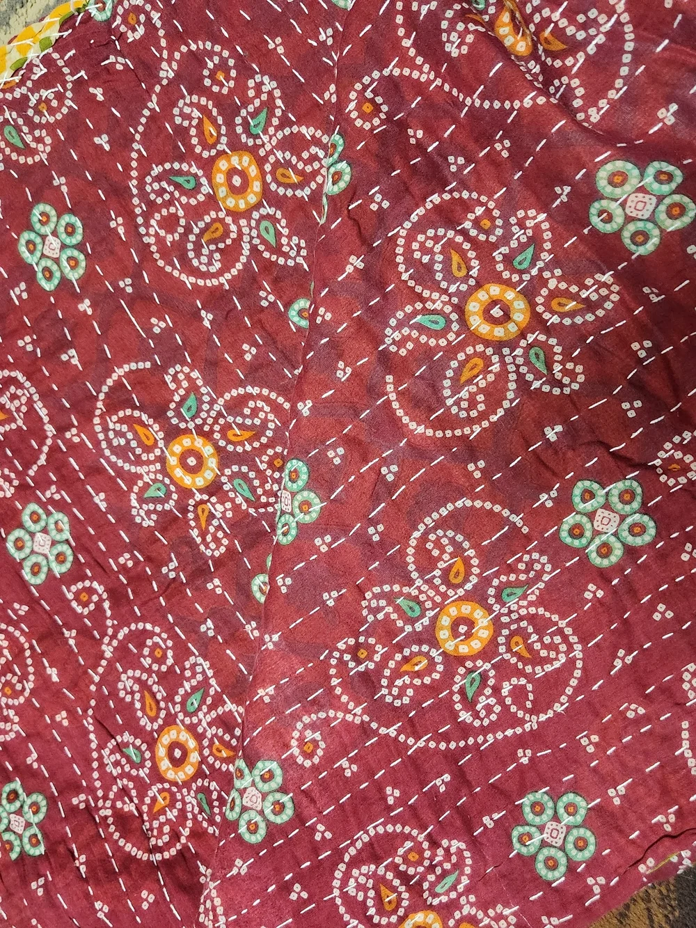 True Vintage-Kantha Rversible Twin Quilted Throw